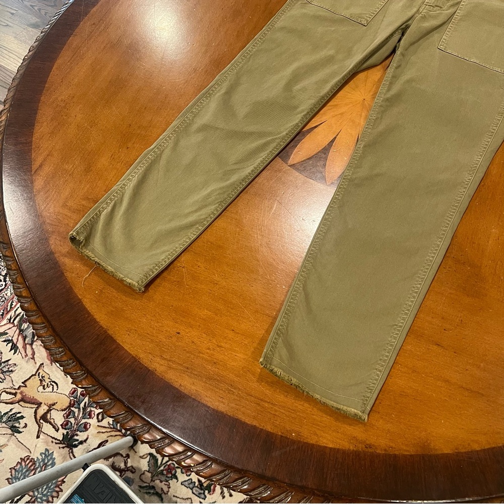 Nili Lotan Jenna Pant Low-Rise Twill Military Raw Hem Green Size 4 Patch Pockets - Picture 5 of 16